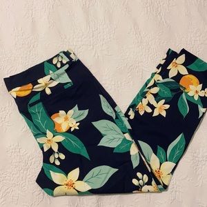 Tropical Citrus Navy Pixie Pants